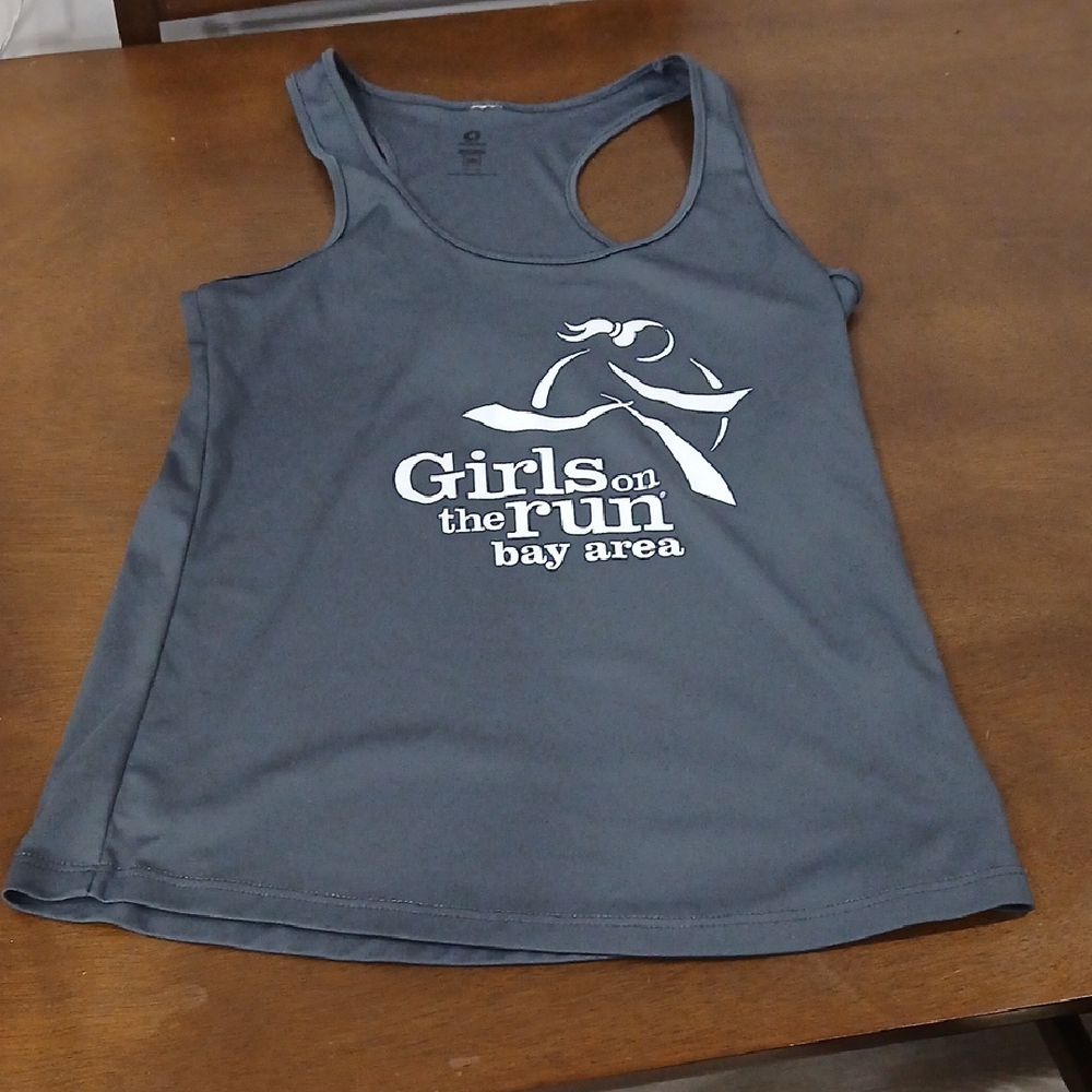 Gray Sleeveless Tank Top with White Design